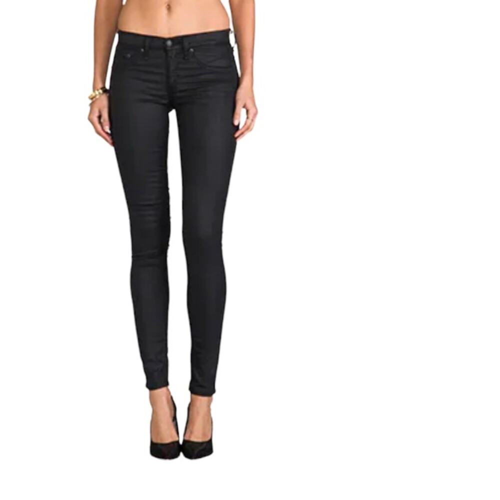 RAG & BONE Women's Black Shimmer Skinny Legging Jeans in Shoreditch